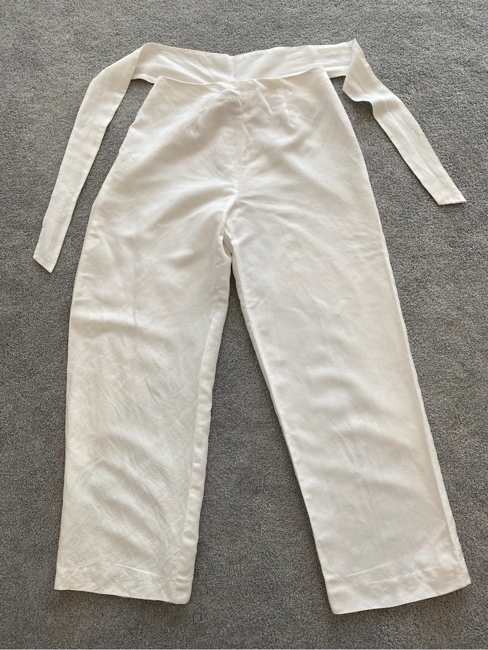Beautiful Linen Blend White Pants w/ Attached
Tie Belt, Lined, Size 6 - Picture 3 of 7